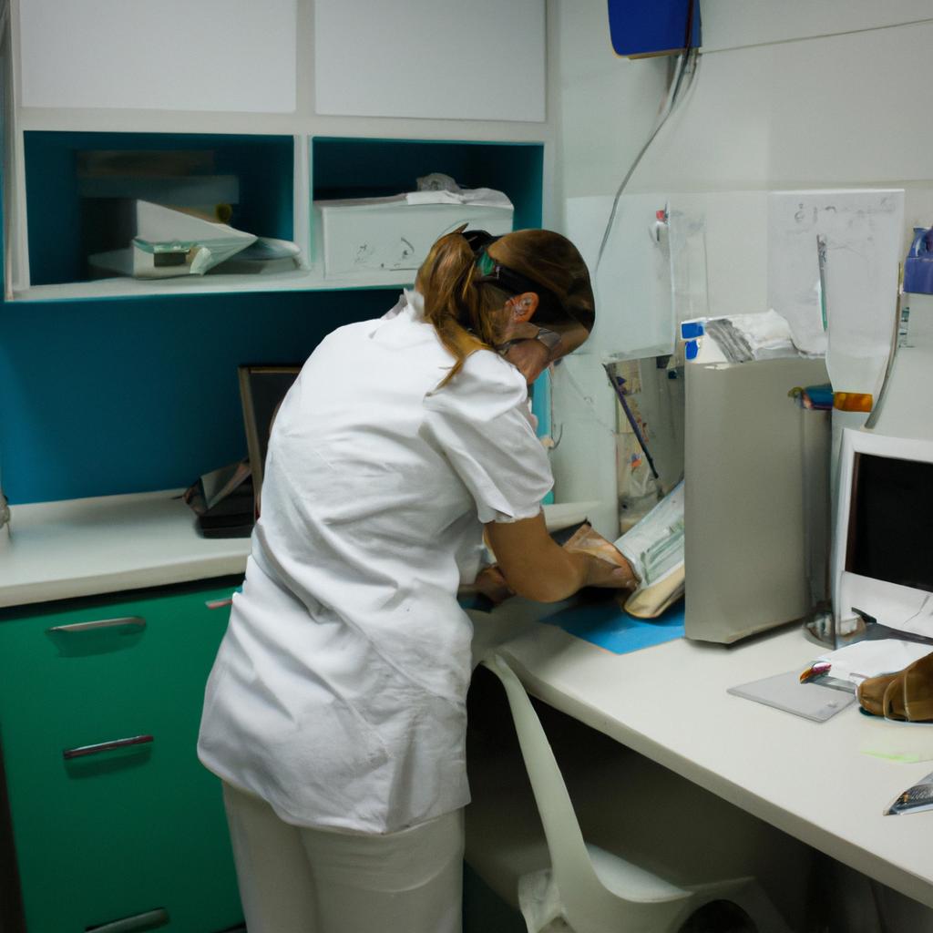 Person working in veterinary clinic